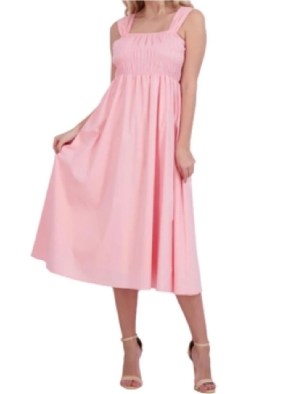 Nanette Lepore Pink Smocked Midi Dress